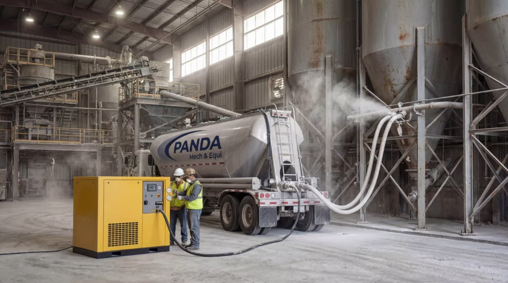 air compressor in concrete mixing plant